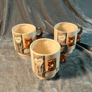Mom, Dad, Son Owl Mugs